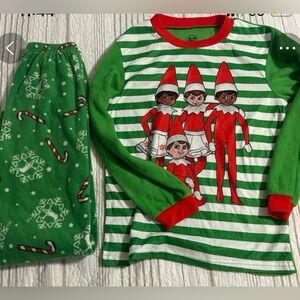 Youth size Large 12/14 elf on the shelf pajama set.